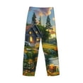 thumbnail image 3 of Lsque Cozy Cottage Lakeside Sunset Print Men's Pajama Pants, Lounge Pant - Comfortable Home Wear,Elastic Waistband, Stylish Design-Large, 3 of 9