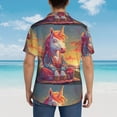 thumbnail image 4 of Balery Meditating Cute Horse Camisas hawaianas de manga corta para hombre, camisas playeras de corte holgado, camisas de vacaciones con botones,Medium, 4 of 7