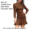 thumbnail image 2 of Vestido corto de cóctel fruncido ajustado, elegante, de manga larga y cruzado para mujer, 2 of 6