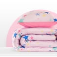 thumbnail image 3 of Sleep Zone Jersey Knit Pink Comforter Set Twin Size, Breathable & Soft Kids Bedding Set 2-Piece with Comforter, Pillowcase (Colorful Stars, Twin), 3 of 6