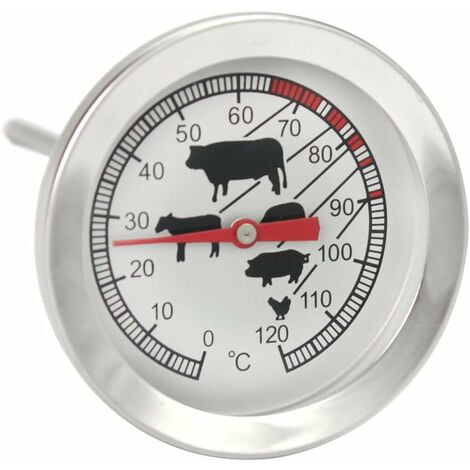 Termómetro para asar de acero inoxidable - Termómetro analógico para carne hasta 120°C - Termómetro para barbacoa - Aguja para carne Vhermosa Utensilios de Cocina