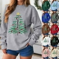 thumbnail image 2 of larppty Merry Christmas Sweatshirt for Women Holiday Long Sleeve Tree Pullover Lightweight Party Gift Pullover Shirt (Beige, 3XL), 2 of 9