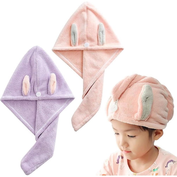 2 paquetes de toalla turbante, toalla para el cabello súper absorbente y de secado rápido, lindo gorro de ducha