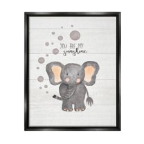 Stupell Industries You Are My Sunshine Elephant Jet Black Framed Floating Canvas Wall Art, 16x20, by Jo Moulton