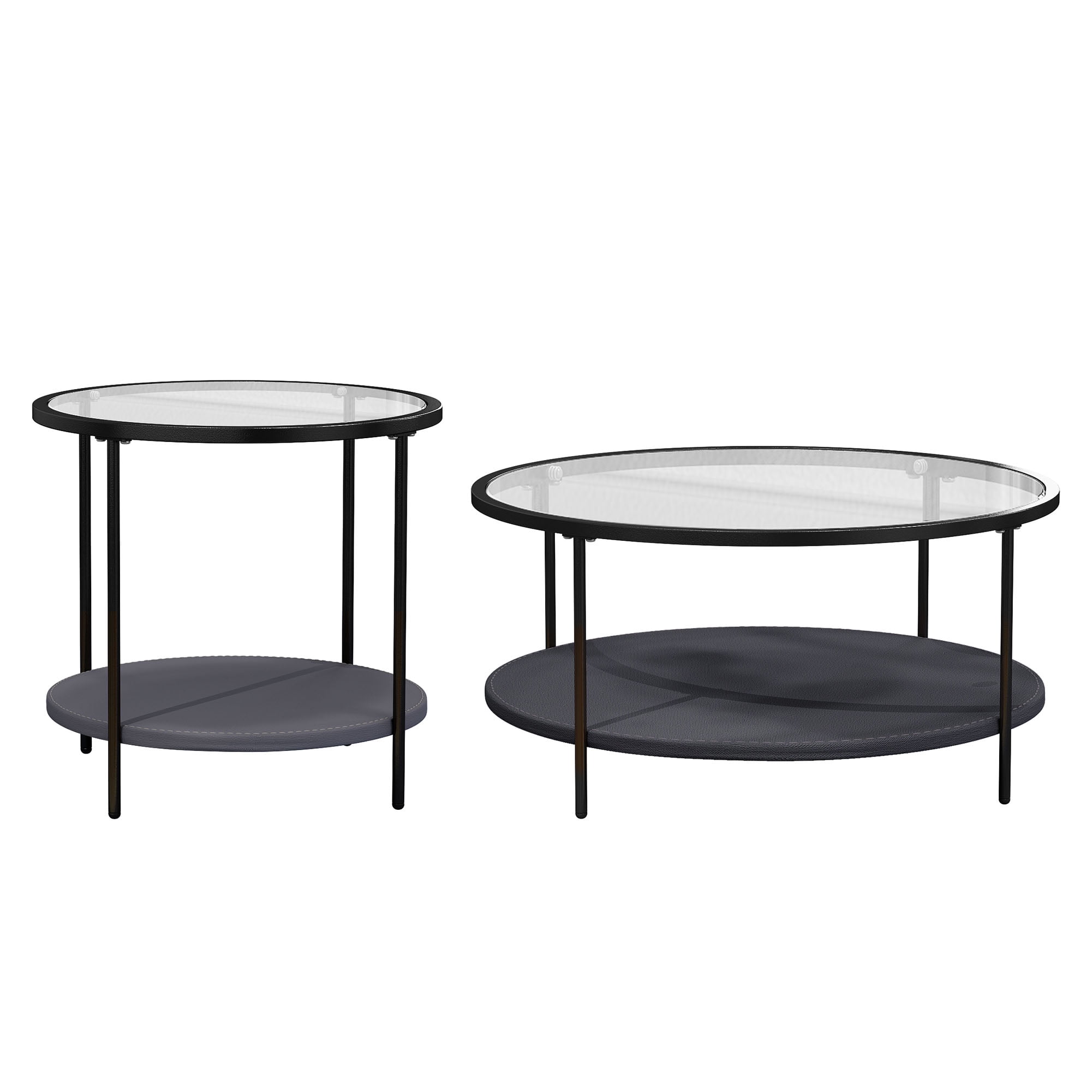 Resenkos 2 Piece Set Clear Glass Living Room Center Coffee Table