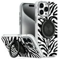 thumbnail image 6 of XPM for Apple iPhone 16e Phone Case, Pattern Design Hybrid with Invisible Ring Stand & Magnetic Back, Shockproof Protective Grip Cover for Apple iPhone 16 E (6.1") (Zebra), 6 of 8