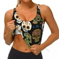 thumbnail image 5 of Women Sexy Sports Vest Skulls With Flowers Female Streetwear Sport Lingerie Tee Crop Top, 5 of 7