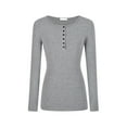 thumbnail image 4 of aidice Going out for Women Casual Round Neck Long Sleeve Button Shirts Slim Fitting Comfy Fall Blouses, 4 of 4