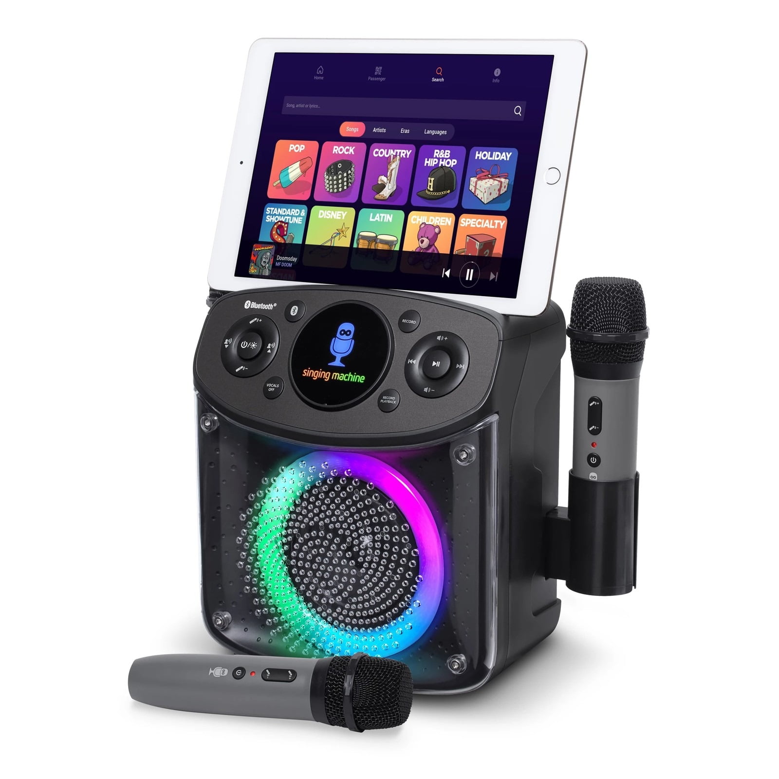 Singing Machine SML294BK Mini Sparkle Karaoke, Wireless Mic, Black
