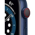 thumbnail image 3 of Restored Apple Watch Series 6 (GPS + Cellular, 44 mm) Blue Aluminum Case with Deep Navy Sport Band Bundle 5 Bonus Bands, Charging Stand, Screen Protector, & 2 amp charger (Refurbished), 3 of 13