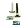 thumbnail image 3 of 2pcs Old Fashion Classic Old School Men’s Butterfly Safety Black Silver Razors + 10pcs Double Edge Razor Blades, 3 of 3