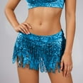 thumbnail image 2 of DHFJKG Womens Skirts Latin Dance Glitter Sequins Tassels Mini Skirt With Asymmetric Hem Performance Wear Comfort Skirt, 2 of 5