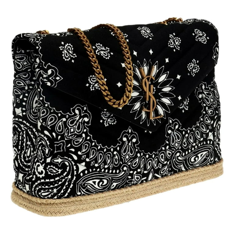 New Saint Laurent Loulou Black Paisley Quilted Monogram Medium Shoulder Bag 487216