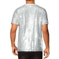 thumbnail image 3 of Camiseta con brillo INSPIRE CHIC para hombres, camiseta de lentejuelas de manga corta, cuello redondo, camiseta disco metálica 2XL plateada, 3 of 5