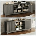 thumbnail image 6 of 65" Fluted TV Stand, Modern Entertainment Center with 2 Storage Cabinets and Open Shelves, Heavy-Duty Console for Living Room and Bedroom, Black, 6 of 10