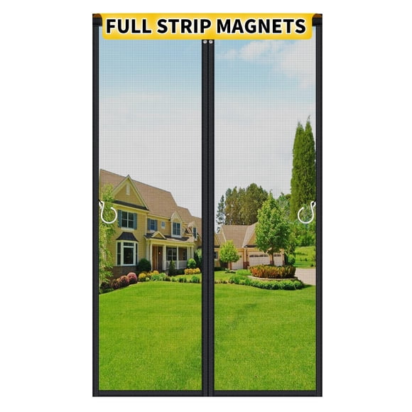 Puerta mosquitera magnética HOFUDON mejorada con tira completa de 90 x 210 cm