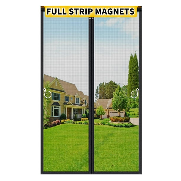 Puerta mosquitera magnética HOFUDON mejorada con tira completa de 90 x 210 cm