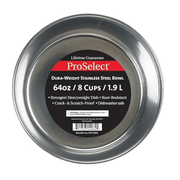 Dog Dishes Dura Weight Heavier Duty Stainless Steel Durable Extra Strong Pet Bowls (64Oz - 2Qt)