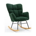 thumbnail image 4 of Rocking Chair Teddy Fabric Padded Seat with High Backrest and Armrest Accent Chair, Upholstered Armchair Single Sofa Accent Glider Rocker, Comfy Side Chair for Living Room Bedroom Offices Green Teddy, 4 of 7
