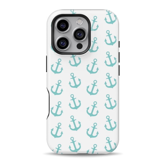 DesignSkinz Scratch-Resistant Hard Slim Case Compatible with iPhone 15 (Compatible with MagSafe) - Teal Micro Anchors