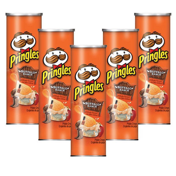 (5 Pack) Pringles Buffalo Ranch Potato Crisps Chips 5.5 oz. Canister