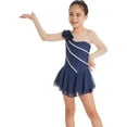 thumbnail image 5 of IEFIEL Girls Shiny Rhinestone Figure Skating Dress Long Sleeve Ballet Dance Gymnastics Leotard Dress Dancewear Blue 8, 5 of 7