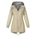 thumbnail image 7 of YDFCWXW Waterproof Windbreaker Jacket for Women - Hooded Lightweight Rain Jacket with Striped Lining for Hiking, Travel & Outdoor Sports (Khaki, S), 7 of 7