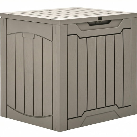 31 Gallon Resin Outdoor Storage Box, Waterproof Lockable Deck & Package Delivery Box for Garden Tools, Pool Supplies and Patio Furniture, Taupe
