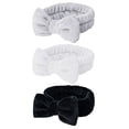 thumbnail image 1 of Diadema de spa - 3 piezas Diademas con lazo para niñas y mujeres Diadema elástica suave y encantadora con juego de brochas de maquillaje, envolturas para el cabello Bandas de maquillaje Diadema de, 1 of 6