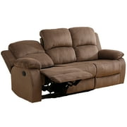 AUKFA 3 Seats Recliner Sofa Chair, Home Theater Sofa with Flipped Backrest and Cupholder,Brown