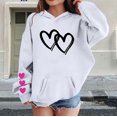 thumbnail image 2 of CPNG Girls Hoodies Tops Double Heart Print Long Sleeve Hooded Sweatshirts with Front Pocket Kids Loose Fit Daily Pullover Sweatshirt, 2 of 5