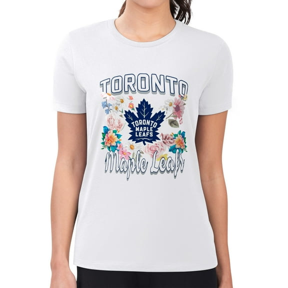 Women's G-III 4Her by Carl Banks White Toronto Maple Leafs Super-Slim Fit Lightweight Flower Logo T-Shirt