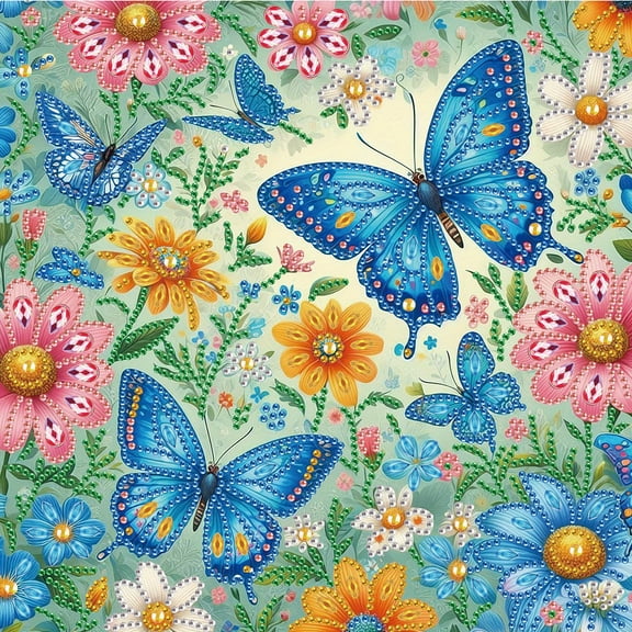 Blue Pretty Butterfly Diamond Art Painting Kit