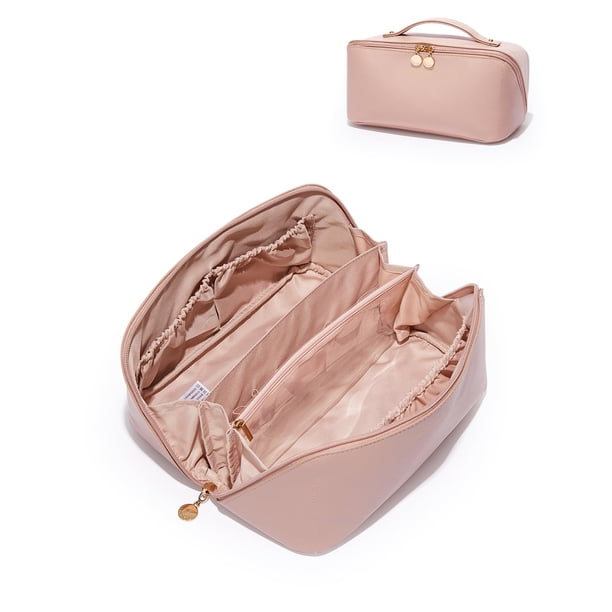 Bolsa de maquillaje EACHY Travel de gran capacidad, impermeable, rosa