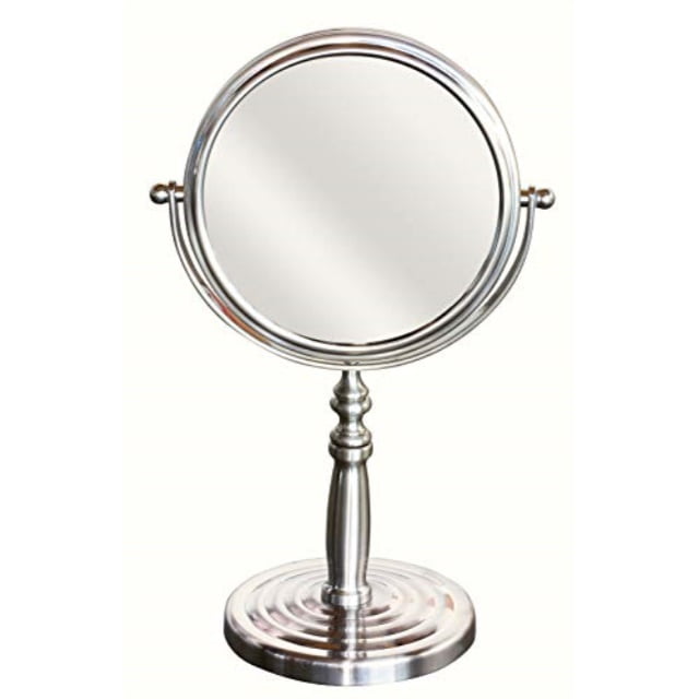 decobros 6-inch tabletop two-sided swivel vanity mirror with 8x magnification, nickel