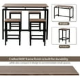 thumbnail image 4 of 5-Piece Dining Table Set with Counter Height Table & 4 Bar Stools, Industrial Kitchen Dining Table Set with Footrest & Backrest, Space-Saving Dinette Set for Pub, Dining Room, Restaurant, Dark Brown, 4 of 7