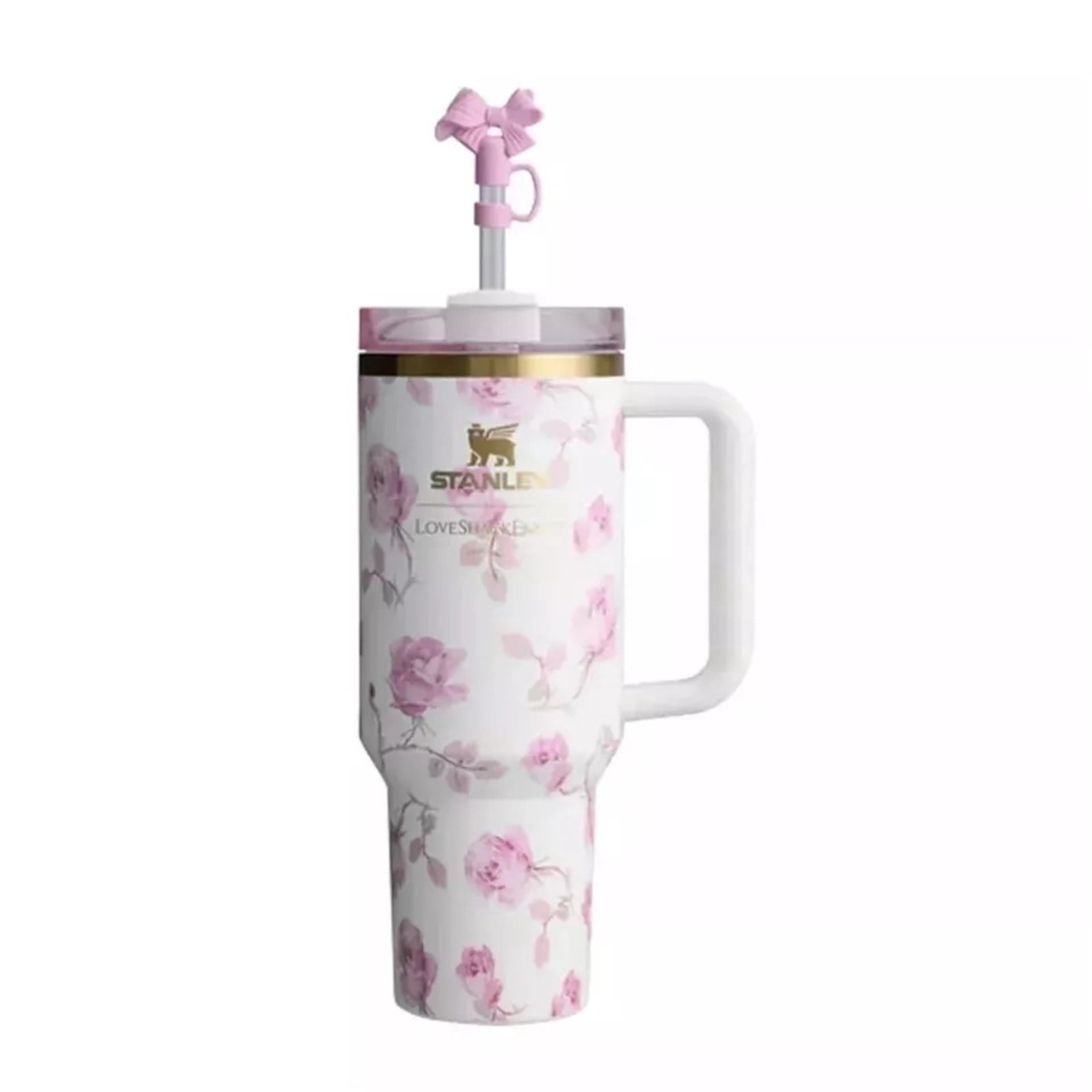 40oz Love Shack Fancy Quencher Tumbler with Handle and Straw Cover Cap , H2.0 Stainless Steel Insulated Cup for Hot and Cold Beverages