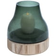 thumbnail image 6 of Northlight Bubble Hurricane Glass Candle Holder with Wooden Base - 7.75" - Storm Gray, 6 of 7
