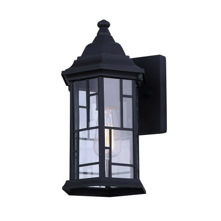 

Bennington Hazel Park 1-Bulb Outdoor Wall Lantern Sconce Light Fixture with Clear Glass Black