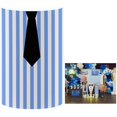 thumbnail image 1 of wonima02 Blue Stripes Cylinder Plinth Covers for Boy Baby Little Boss Party Decor Black Tie Stretchy Pedestal Fabric Cover Birthday Baby Shower Parties Decoration Tablecovers, 1 of 1