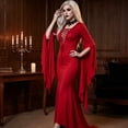thumbnail image 3 of Vampire Costume, Vampire Outfit, Vampire Roleplay, Vampire Cos, Vampire Cosplay, Women's Morticiaan Floor Dress Costume Adult Women Gothic Witch Vintage Dress, Red XXL, 3 of 6
