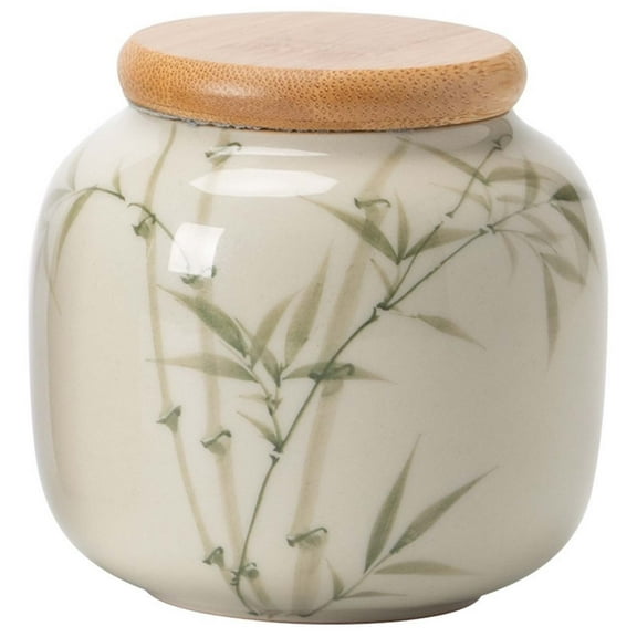Elegant Green Leaf Ceramic Tea Caddy, Small Airtight Canister for Loose Leaf Tea, Herbs & Spices