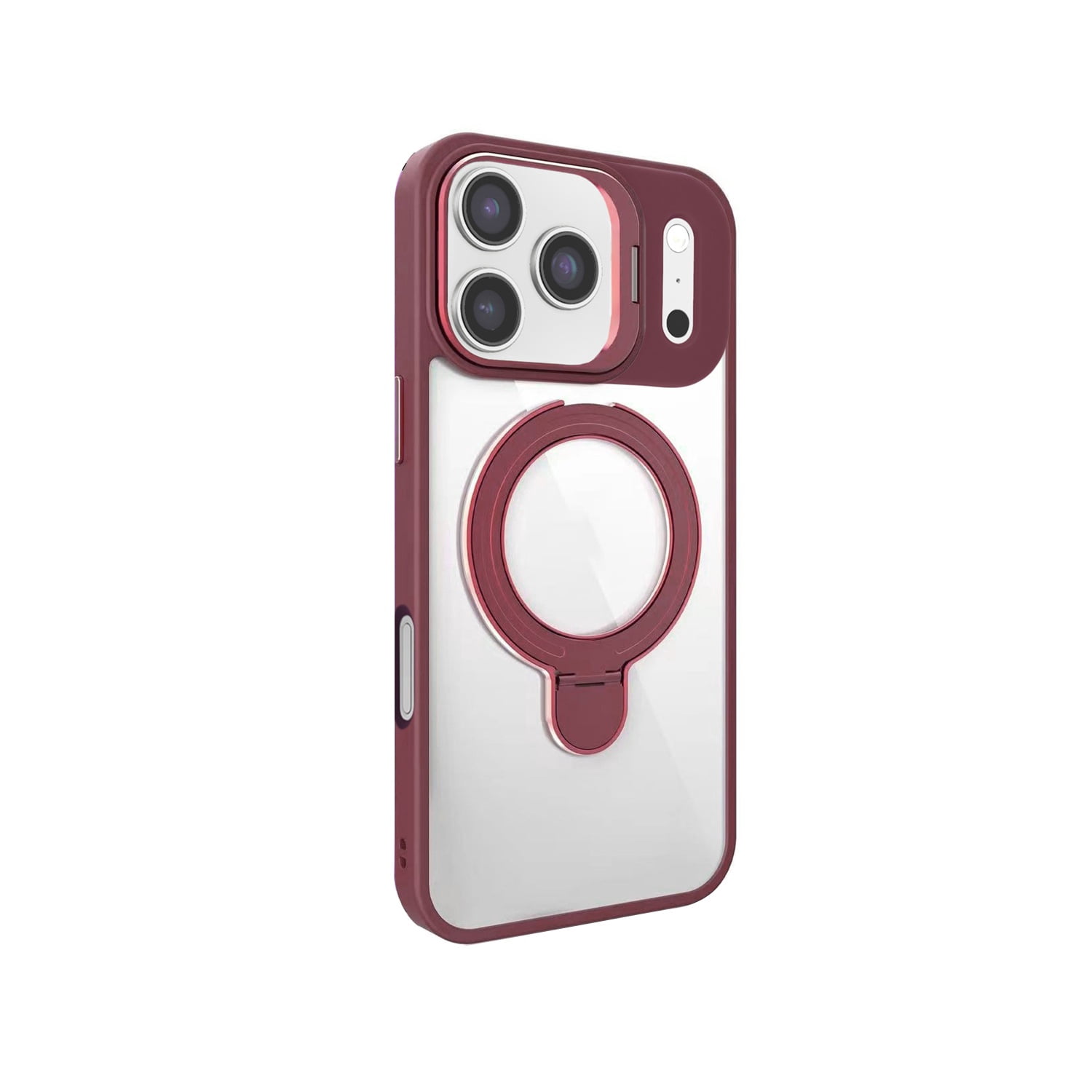 Crystal Clear Magnetic Case with Camera Lens Protector for iPhone 17 Pro Max - Red