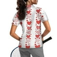 thumbnail image 2 of COEQINE Women Short Sleeve Golf Shirts for Valentine's Day 1/4 Zip V Neck Golf Polo Tops Lightweight Quick Dry Fit Soft Sportswear Heart and Polka Dot Print Tennis Activewear, XS, 2 of 7