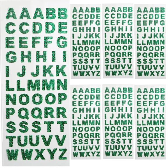 8 Sheets Green Glitter Alphabet Stickers Shiny A-Z Rhinestone Letter Sticker Self Adhesive Crystal Stick on Letters Stickers for DIY Art Craft Card Scrapbooking Gift Box Decor