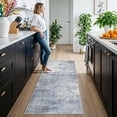 thumbnail image 4 of 2x6 Non-slip Entryway Area Rugs: Washable Stain Resistant Kitchen Carpet Low Pile Printed Doormat Soft Runner Vintage Abstract Floor Mat For Hardwood Bedroom Home Decor Family(2x6 Blue), 4 of 9