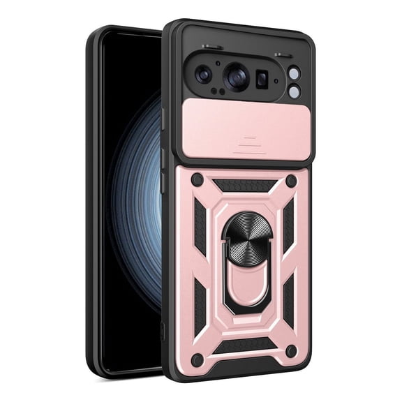 For Google Pixel 9 Pro Xl 9a Phone Case, Impact Resistant Metal Ring Magnetic Support Kickstand Drop Protector Cover