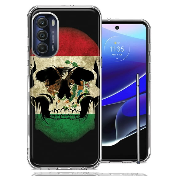 MUNDAZE Motorola Moto G Stylus 4G 2022 Mexico Flag Skull Double Layer Phone Case Cover