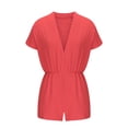 thumbnail image 4 of LOVZFMLL Womens Summer Solid Color Mini Strappy Casual Rompers Short Jumpsuit Red XXL, 4 of 6