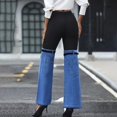 thumbnail image 4 of Delayuji Womens Patchwork Flare Jeans High Waisted Bell Bottom Denim Pants Wide Leg Pants Fashion Trousers, 4 of 4